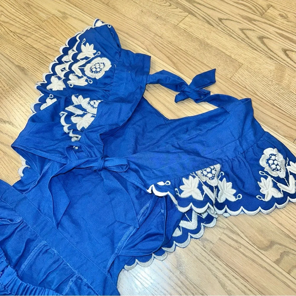 NWT SEA New York Manuela Embroidered Apron Midi Dress - Picture 6 of 10